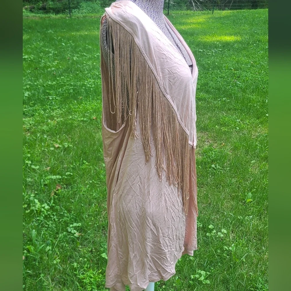 Banana Republic Womens Tiered Fringe Pink Tank Shirt Size XL - Picture 3 of 6